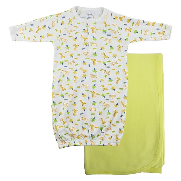 Bambini Print Infant Gown and Recieving Blanket