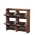 thumbnail image 3 of Ktaxon Fluted Shoe Cabinet with 4 Flip Drawers, Narrow Shoes Storage for Entryway, Walnut, 3 of 12