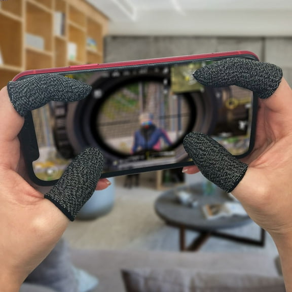 Pretyzoom 20 Pcs Black Finger Sleeves for Mobile Game Anti Fingerprint and Thin Design