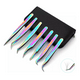 thumbnail image 1 of Set de 7 pinzas para extensiones de pestañas de acero inoxidable para extensiones de pestañas de volumen., 1 of 8