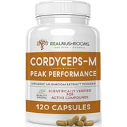Cordyceps-M Peak Performance 120 Caps, Cordyceps Militaris Mushroom Supplement Capsules, Vegan & Non-GMO Cordyceps Mushroom Complex Immune Booster Pills, 60 Day Supply, No Fillers