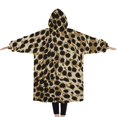 thumbnail image 2 of Oversized Wearable Blanket Hoodie,Brown and Black Leopard Print Sherpa Blanket Hoodie with Super Pockets,Super Warm Fuzzy Pullover for Women & Men, 2 of 6