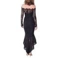 thumbnail image 2 of XVJRHAK Vacation Dresses for Women 2024 Women's Floral Lace Long Sleeve off Shoulder Wedding Mermaid Dress Dresses for Women Elegant (Black,XL), 2 of 7