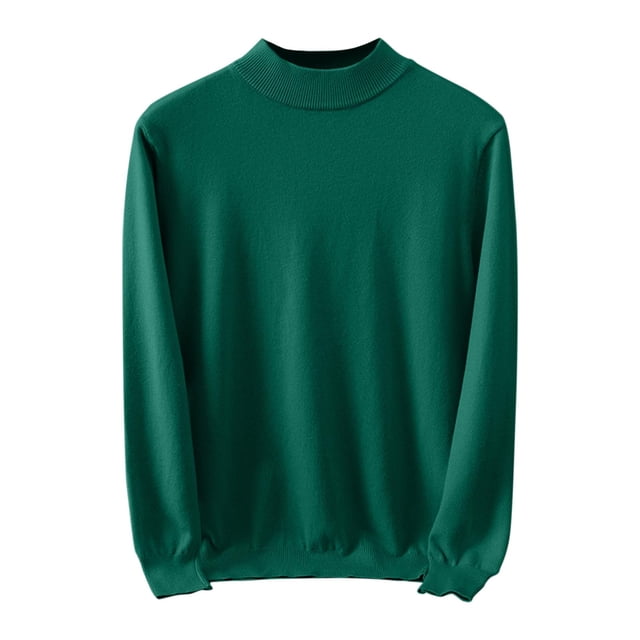 hotojiny Mens Mock Neck T Shirts Pullover Winter Warm Undershirt Lightweight Solid Color Long Sleeve Basic Sweaters Fall Tops