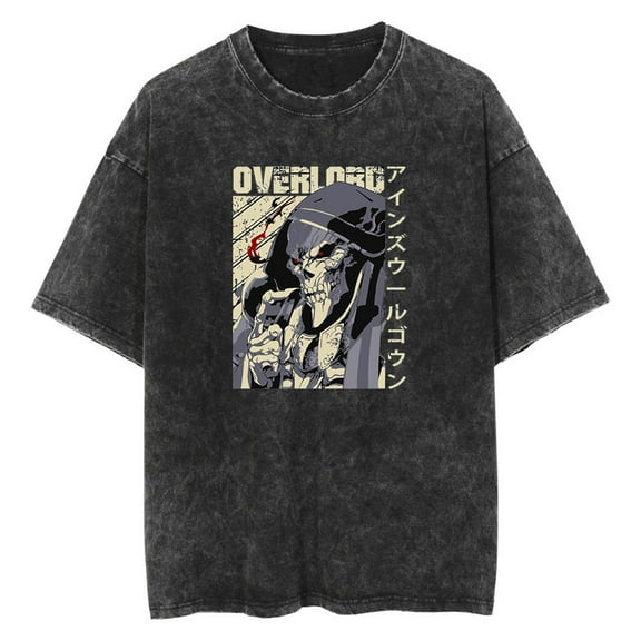 Anime Overlord Washed Vintage T-Shirt Merch Casual Short Sleeved T Shirt Unisex TShirt