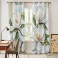 thumbnail image 4 of White Floral Kitchen Curtains 96 Inch Length, Pastoral Farmhouse Magnolia Flowers Leaves Grommet Top Bedroom Living Room Curtains, Light Filtering Cafe Curtain Drapes 2 Panels Set 104''x96'', 4 of 9