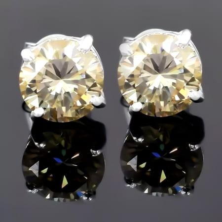 GEMHUB 4.40 Ct Champagne Moissanite Stud Earrings Gold Vermeil – Wedding Gift Jewelry Gold Vermeil
