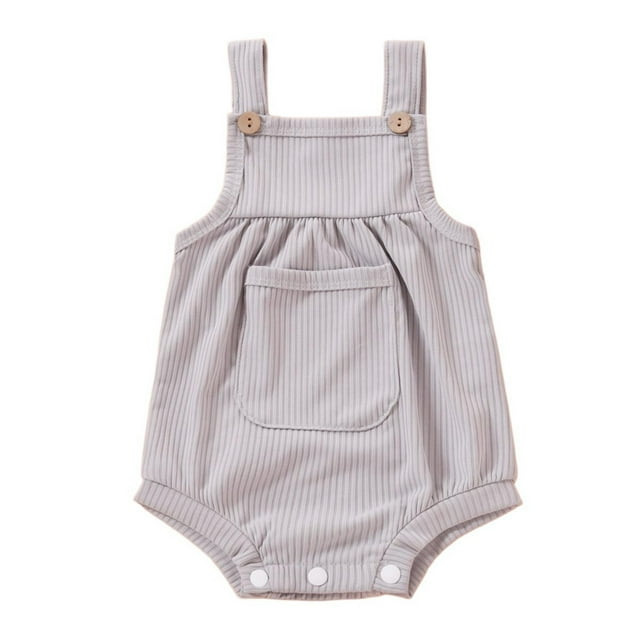 Chbgutlmr Baby Clothes Boys Girls Toddler Ribbed Knit Rompers Overalls Newborn Button Sleeveless Cute Bodysuits