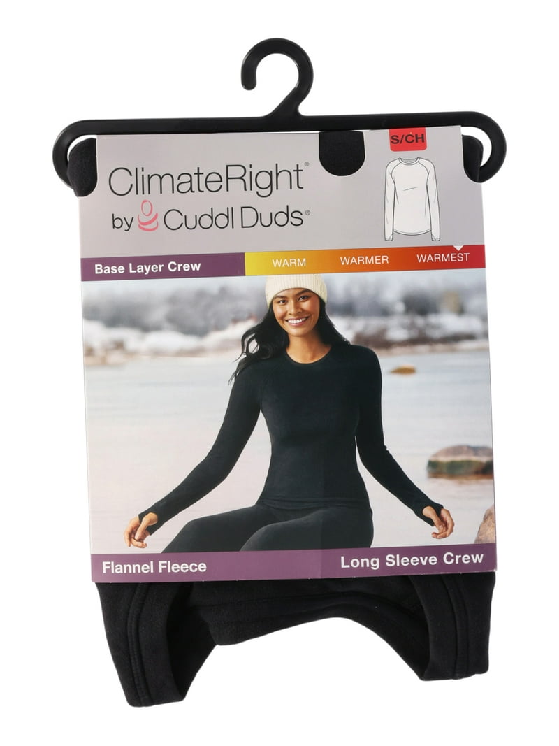 ClimateRight by Cuddl Duds Women's Flannel Fleece Long Sleeve Crew