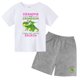 thumbnail image 3 of 2024 Nuevo traje de camiseta con estampado de grafiti para niños, diseño de dinosaurio, camiseta estampada + pantalones cortos, 2 piezas, conjunto de moda para niños y niñas, 3 of 5
