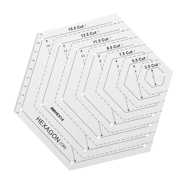 Moyic Regla para manualidades de acolchado, regla de retales de costura de plástico, herramienta de medición de bordado DIY a escala, trapezoidal De coser Hexagon Moyic HA004299-05B