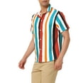 thumbnail image 4 of INSPIRE CHIC Men's Shirts Summer Striped Button Short Sleeve Beach Shirts S Red White Blue, 4 of 6