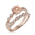 thumbnail image 3 of Dazzling Boho & hippie 1.75 Carat Round Cut Morganite And Diamond Moissanite Classic Inspired Engagement Ring, Unique Twist Band Wedding Ring in 10k Solid Rose Gold, Promise Ring, One Matching Band, 3 of 3