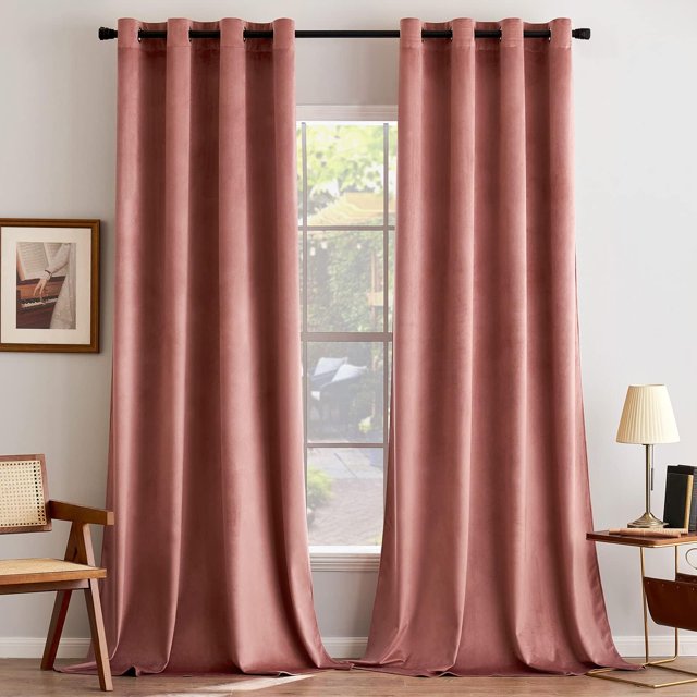 Cortinas ANRODUO Dusty Rose de terciopelo rosa, 234 x 132 cm, juego de 2