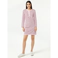 thumbnail image 2 of Free Assembly Women's Striped T-Shirt Bib Mini Dress with Long Sleeves, 2 of 6