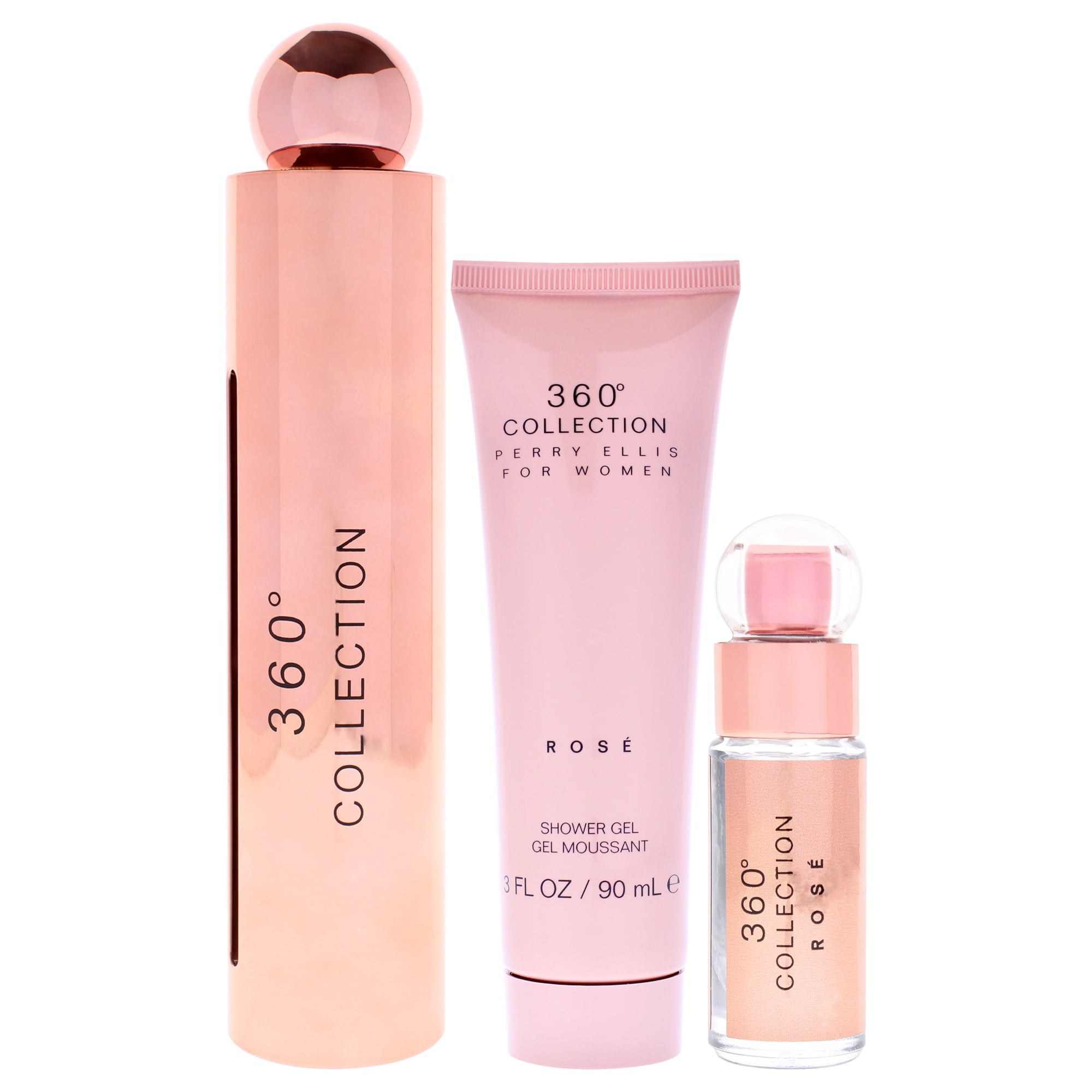 360 Rose by Perry Ellis for Women - 3 Pc Gift Set 3.4oz EDP Spray