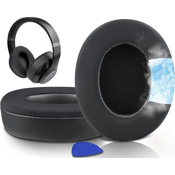 SOULWIT Cooling Gel Replacement Earpads for Beats Studio Pro Wireless Noise Cancelling Headphones, Ear Pads Cushions with Ice Silk Fabric, High-Density Foam - Black