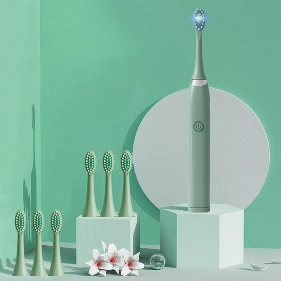 Home Gifts Matoen Electric Toothbrush with 6 Brush Heads, Cleaning Mode, IPX7 Water Resistants Newly Upgraded Electric Toothbrush, Charging for 4 Hours Can Last for 30 days-Green