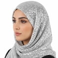 thumbnail image 6 of Yvsxxv White Sequin Head Wrap Bandana, Sparkly Fashion Hair Scarf, 16.54*17.72inch, 6 of 7
