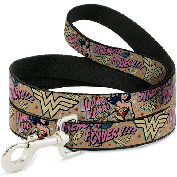 DC Comics Pet Leash, Dog Leash, Wonder Woman Strength Power, 6 Feet Long 1.0 Inch Wide