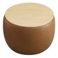 thumbnail image 4 of Perla Round Vegan Leather Storage Ottoman in Tan, 4 of 9