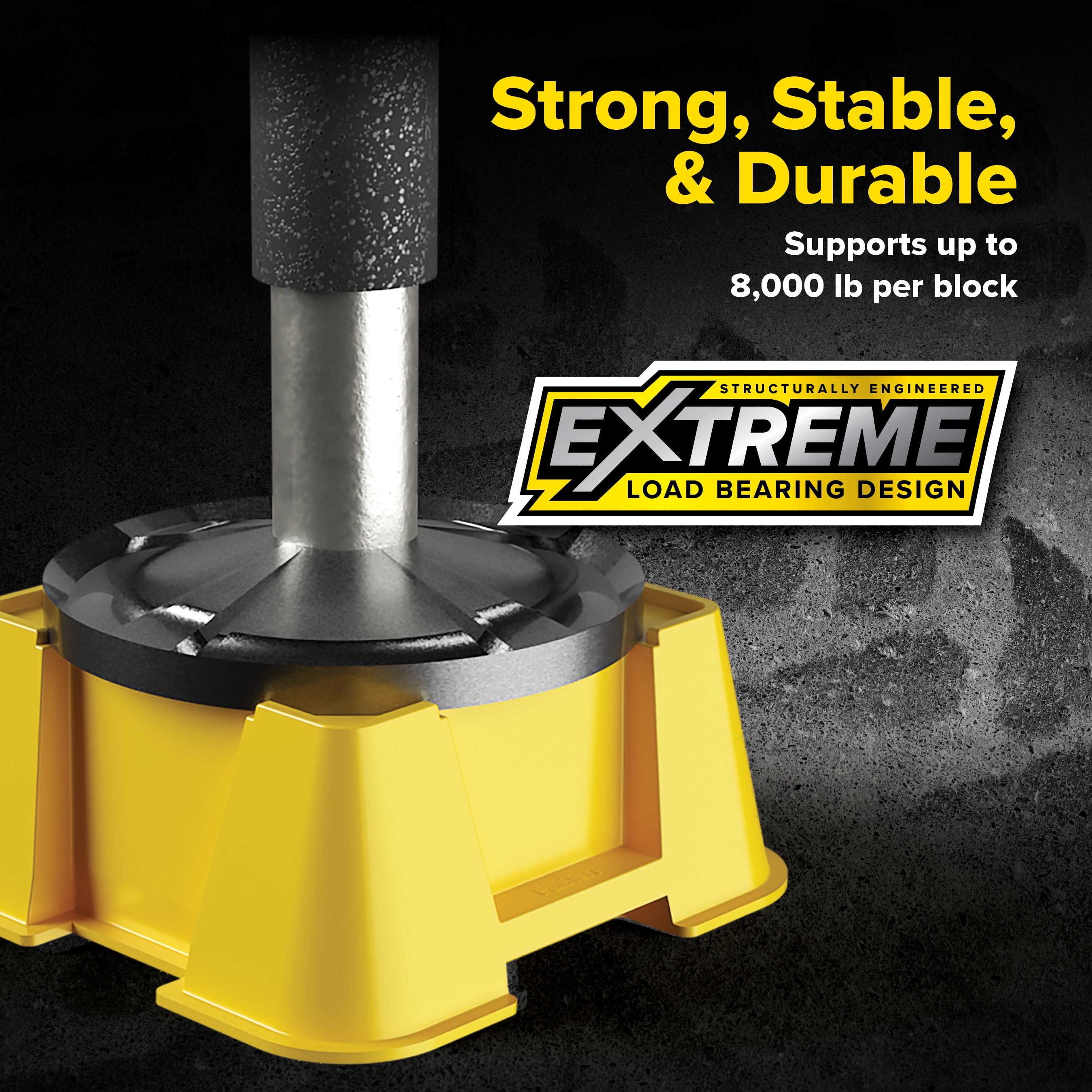 Camco FasTen RV Leveling Blocks - Supports Up to 8,000 Pounds - Yellow, 2-Pack (44539)