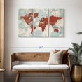 thumbnail image 3 of Elephant Stock Aged World Map Xii Wall Art - Horizontal Multi Panel Canvas - Living Room Wall Decor - Education Multi Panel - Beige And Orange Decor - 45" x 28", 3 of 8