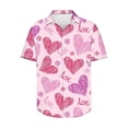 thumbnail image 1 of Camisas de Manga Larga para Hombres Día de San Valentín Impreso Botón Solapa, Camisa de Manga Corta Casual para Regalos, 1 of 9