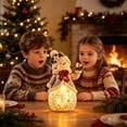 thumbnail image 3 of Light Up Snowman Figurine Christmas Tabletop Decor, Warm LED Glow, Carved Snowflake Design, Resin Winter Snowman Statue for Mantel Shelf Indoor Holiday Decoration & Christmas Gift, 3 of 5