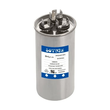 35 5 MFD 370/440VAC Round Motor Dual Run Capacitor 35 5 uF 370V or 440 Volt for AC Air Conditioner Condenser - 35/5 uf MFD 440V Straight Cool or Heat Pump - Run AC Motor and Fan