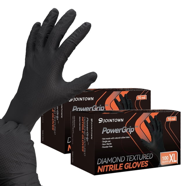 Guantes Jointown de nitrilo negro, 10 mil, alta resistencia, talla XL, 200 piezas