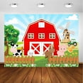 thumbnail image 1 of Farm Red Barn Backdrop for Kids Party Cartoon Farm Animals Birthday Party Photoshoot Photography Background Farm Theme Party Cake Table Banner Photobooth Decorations (7x5ft), 1 of 6