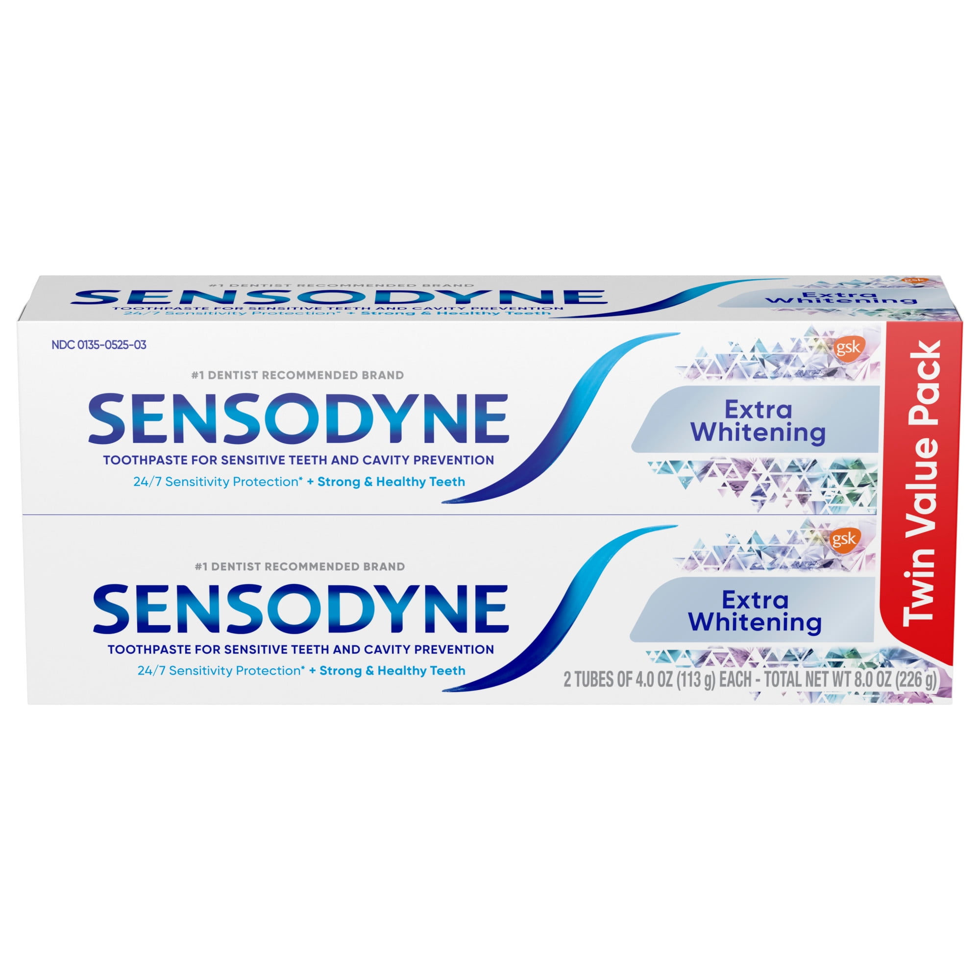 (2 pack) Sensodyne Extra Whitening Sensitive Toothpaste, Mint, 4 Oz, 2 Pack, for Adults