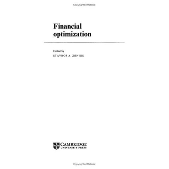 Pre-Owned Financial Optimization, 9780521419055, 0521419050, Hardcover, 1st UK Edition 1st Printing edition