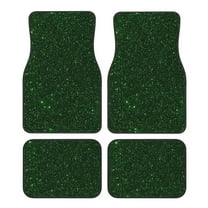 Yiaed Emerald Green Sparkling Print Carpet Floor Mats for Cars, Auto Accessories Front & Rear Car Floor Mats Car Floor Foot Mat Sets of 4 Pieces