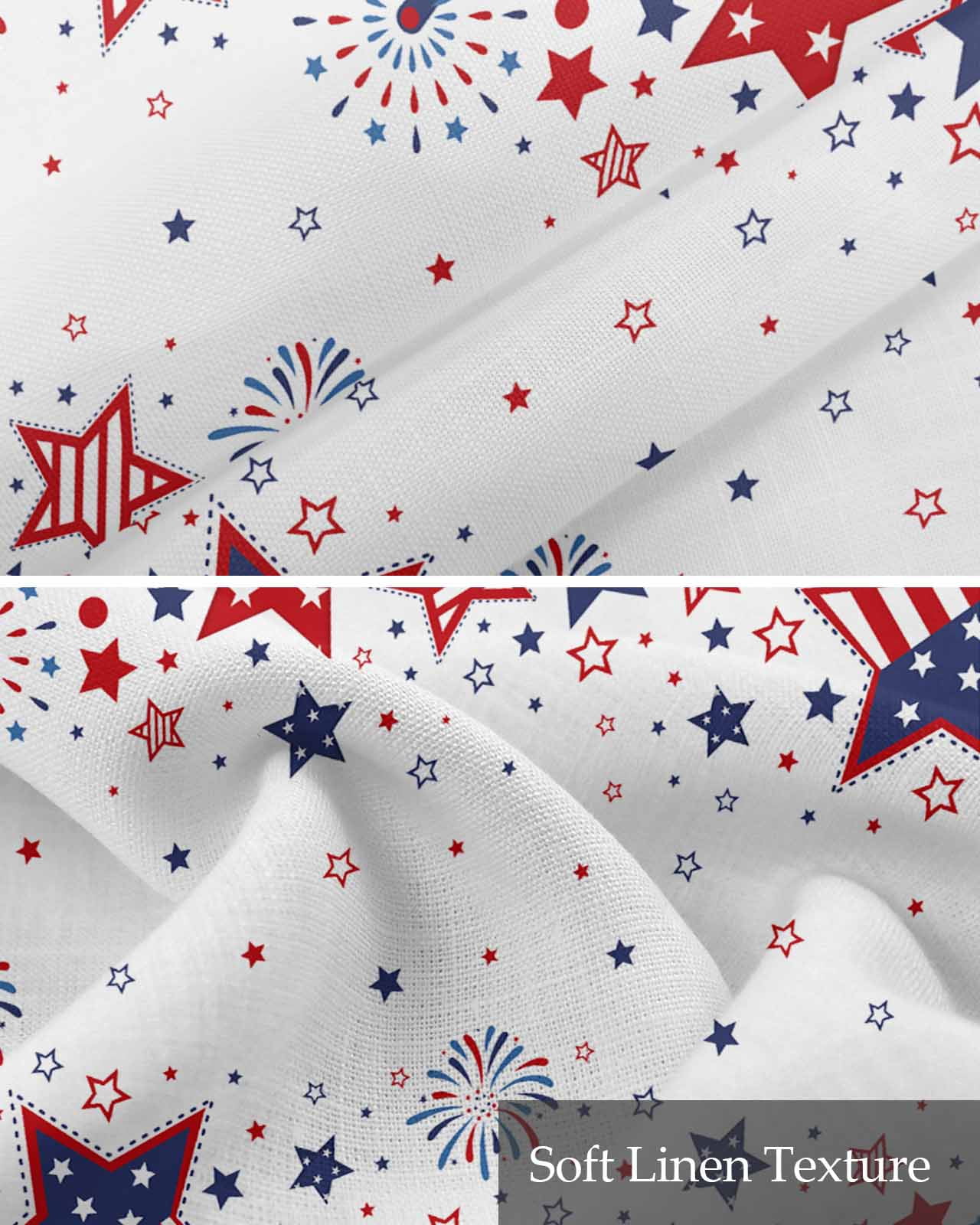 Patriotic Memorial Linen Curtain Valance for Bedroom/Bathroom/Kitchen/Office/Living/Dining Room Windows,Stripes Stars 4th of July Red Blue Rod Pocket Topper Drapes Decorative Cafe Drapery Panel 60x18