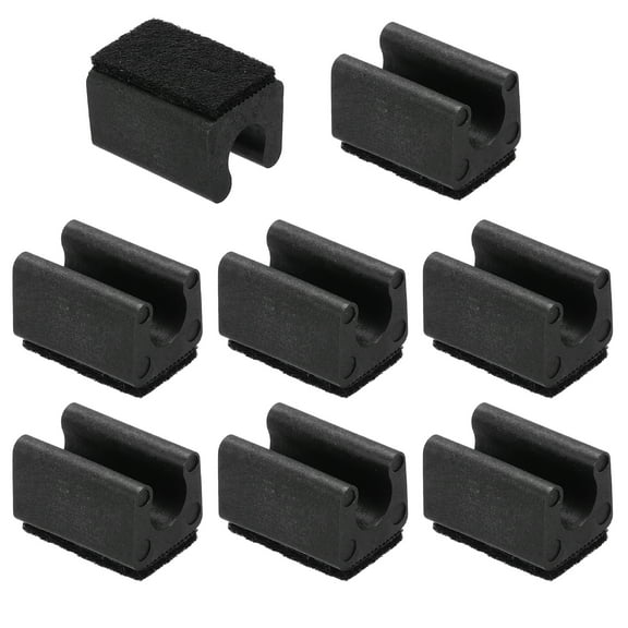 8pcs U Chair Leg Caps, 10mm U Shaped Chair Leg Floor Protectors Chair Foot Rectangle Chair Leg Tips Covers with Felt Pads Slide Smoothly for Hardwood Floors, Black