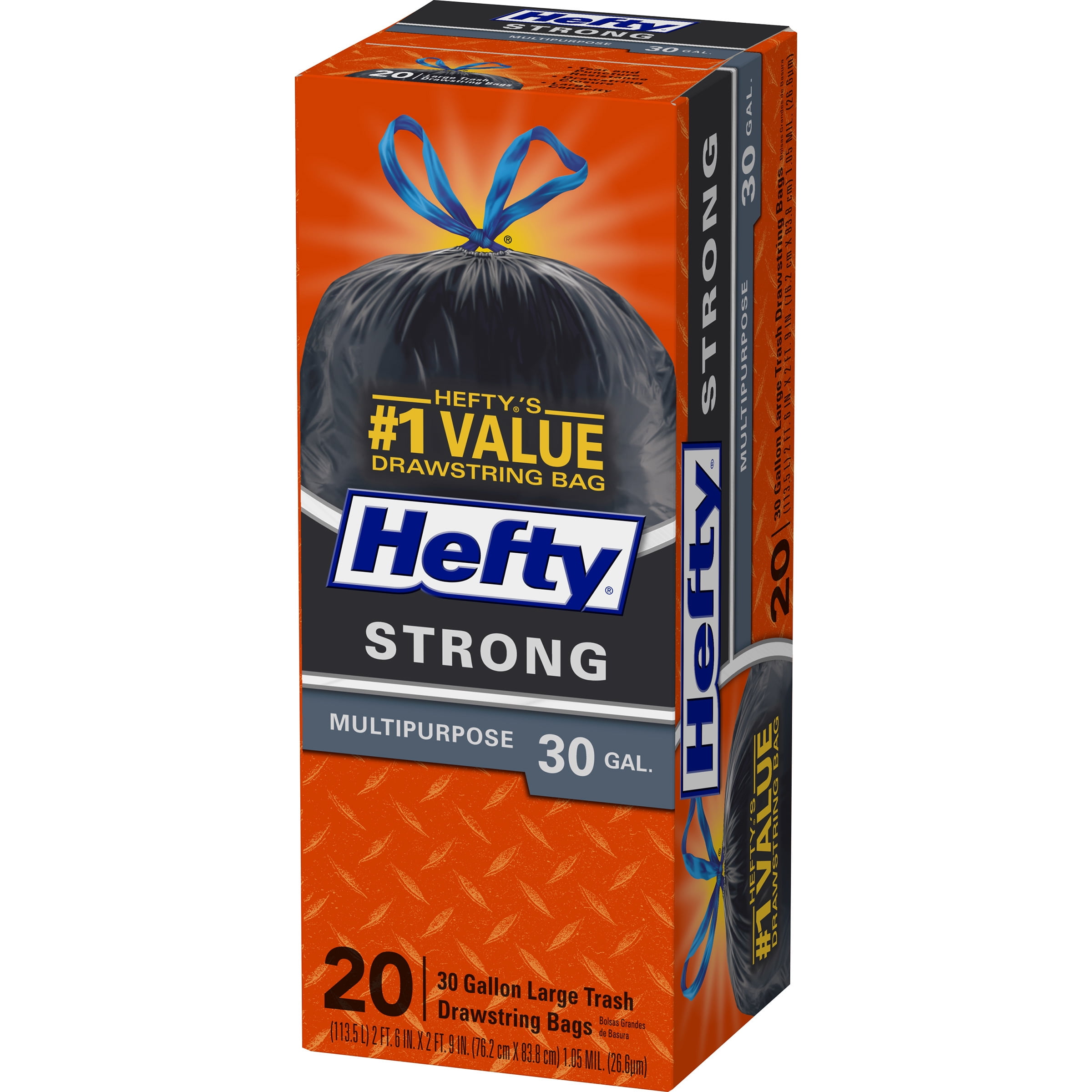 Hefty Ultra Strong Multipurpose Large Trash Bags, Black, Unscented, 30  Gallon, 25 Count (Pack of 1)