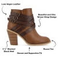 Journee Womens Strap Inside Zip Stacked Heel Booties, Widths Available