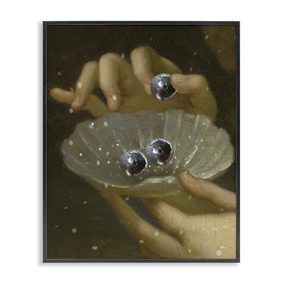 Stupell Industries Classic Disco Clam Pearls People Painting Black Framed Art Print Wall Art, 11 x 14