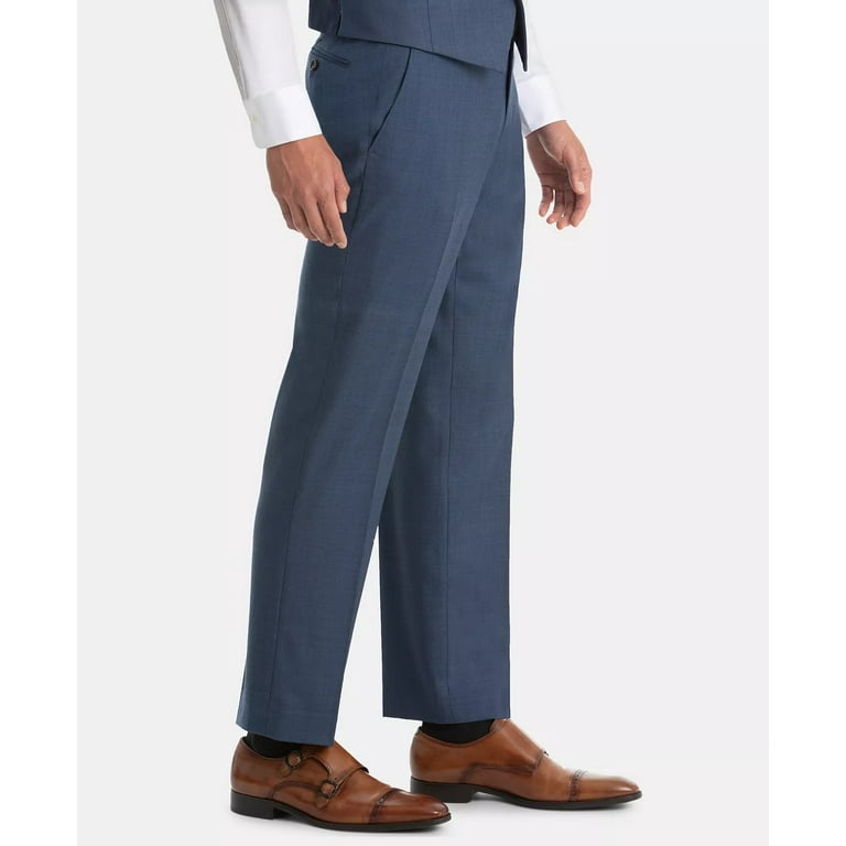 Sharkskin Oxford Blue Plain Front Pants –