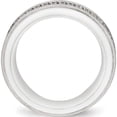 thumbnail image 2 of Stainless Steel Polished White Ceramic Cz Ridged Edge Ring (Size 6) Made In China sr565-6, 2 of 5