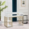thumbnail image 3 of BarberPub Makeup Vanity Desk with Display Drawer, Storage Shelf, Nail Desk with Glass Top, 3 of 7