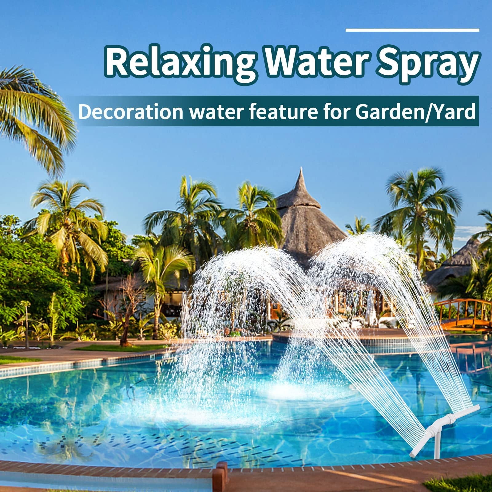 Dual Head Swimming Pool Fountain Sprinkler, Adjustable Waterfall Spray for Above Ground Pool, Water Cooler for Swimming Pool Fish Pond Garden Backyard Decor(Double ended fountain)