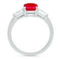 thumbnail image 3 of 1.5 ct Emerald Cut Simulated Ruby 3 Stone 18K White Gold Womens Engagement Ring, 3 of 4