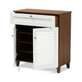 thumbnail image 2 of Coolidge Modern White and Walnut Finished 4-Shelf Wood Shoe Storage Cabinet with Drawer, 2 of 6
