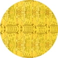 thumbnail image 1 of Ahgly Company Machine Washable Indoor Round Abstract Yellow Modern Area Rugs, 8' Round, 1 of 4