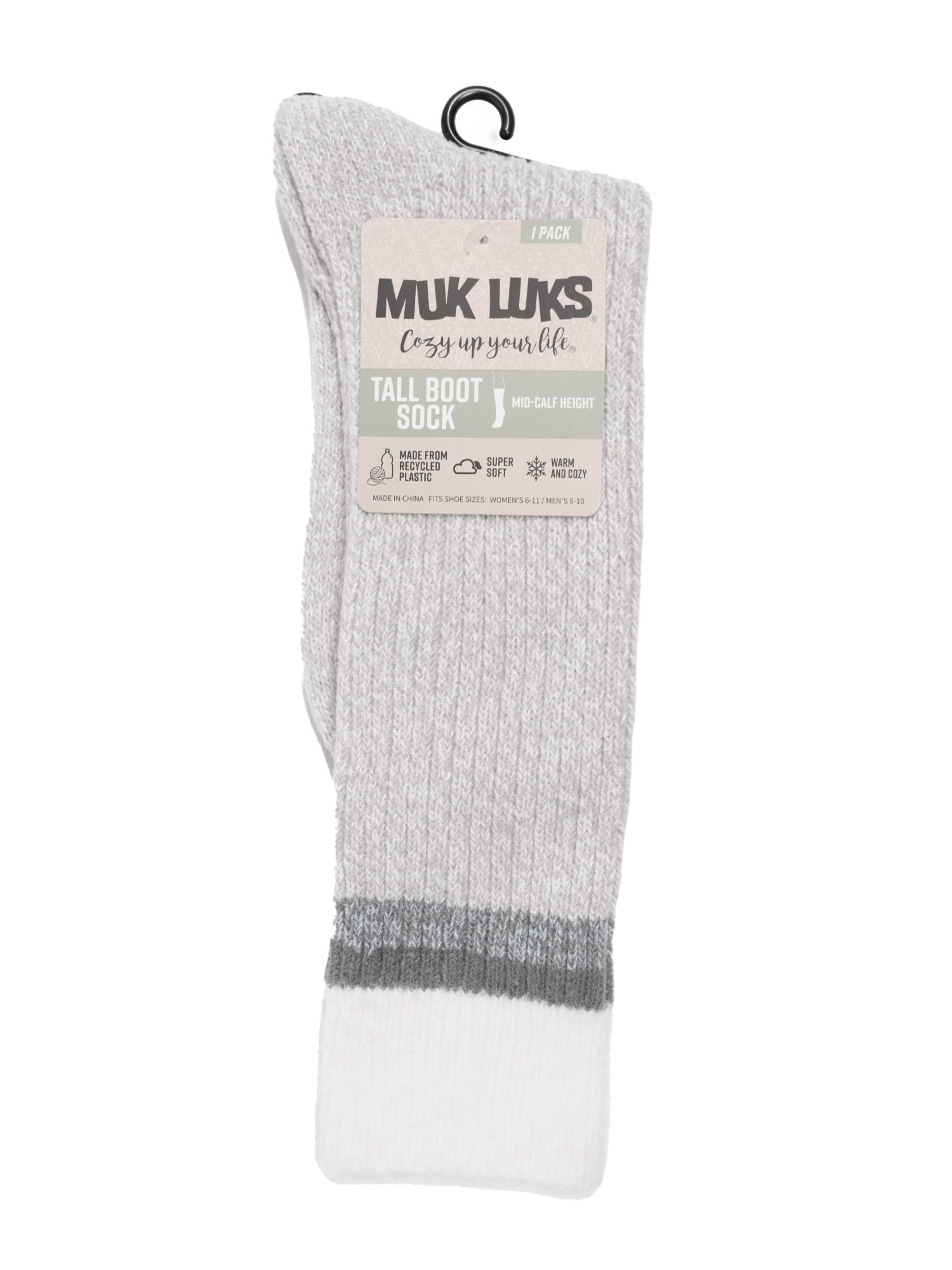 Muk Luks Women's Microfiber Mid-Calf Tall Boot Sock, 1-Pack, Size 6-11