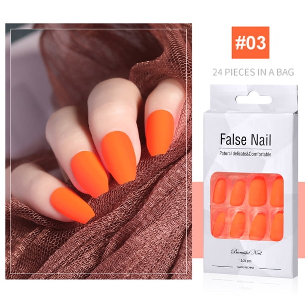 Uñas postizas, uñas postizas, regalos para mujeres, uñas cortas fluorescentes luminosas, uñas postizas de color sólido, uñas de ataúd