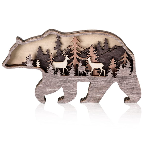 Decoración mural Honoson Forest Animal Wood Farmhouse Brown